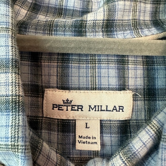 Peter Millar Men’s Blue Plaid Cotton Button Down Shirt (Size L) - Picture 3 of 8